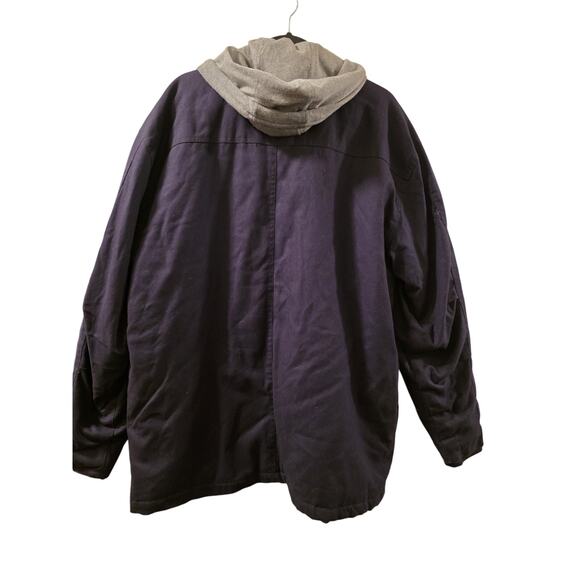Wrangler Workwear Jacket Mens Blue Hooded Chore Coat Quilt Lined Snap Zip XL - Picture 2 of 9